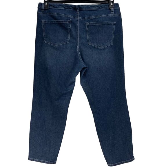 Lane Bryant SZ 18 Ankle Jeans Stretch Pockets Zip-Fly Hi-Rise Whiskered Blue - Picture 5 of 8